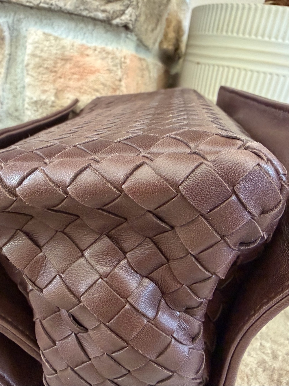 Bottega Intrecciato Double Flap Shoulder Bag - Picture 3 of 6